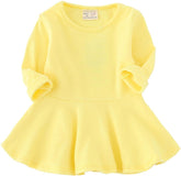 Toddler Baby Girls Long Sleeve Cotton Dress Solid Ruffle Tops
